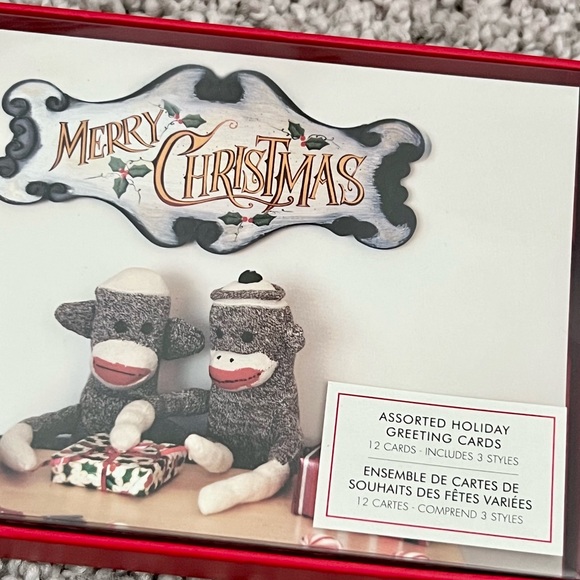 Two Boxed Christmas Greeting Cards (12 cards/box) Sock Monkeys Funny SEALED - Picture 3 of 9